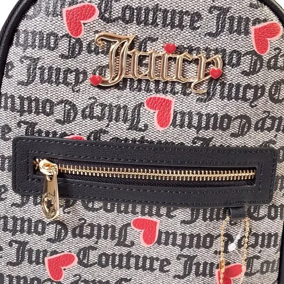 Juicy Couture I Heart Juicy Backpack Black /Beige /Red NWT - Picture 2 of 9